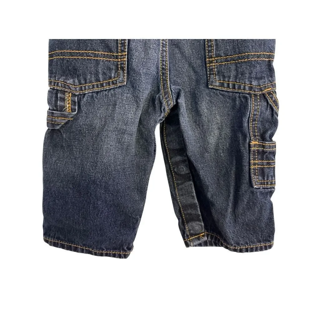 Oshkosh Denim Adjustable Overalls Coveralls Snap Bottom Baby 6 Months